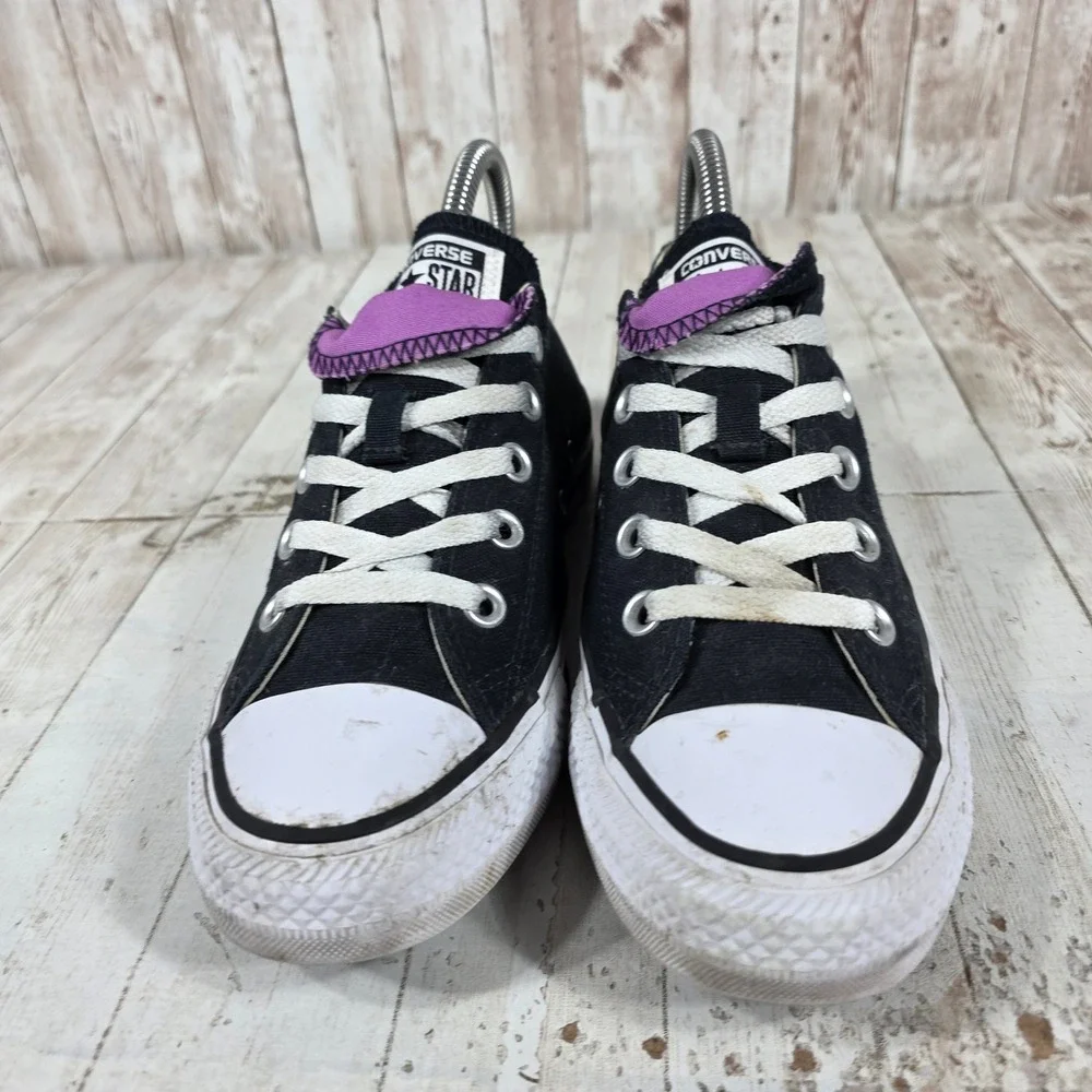 Converse Chuck Taylor All Star Double Tongue Black Purple Sneakers Womens 6